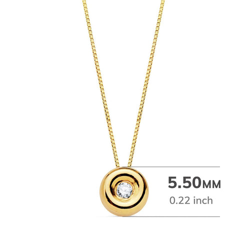 18K Gargantilla Oro Amarillo Chaton Diamante 0.020 Qts. G-Vs2. Cadena 42 cm