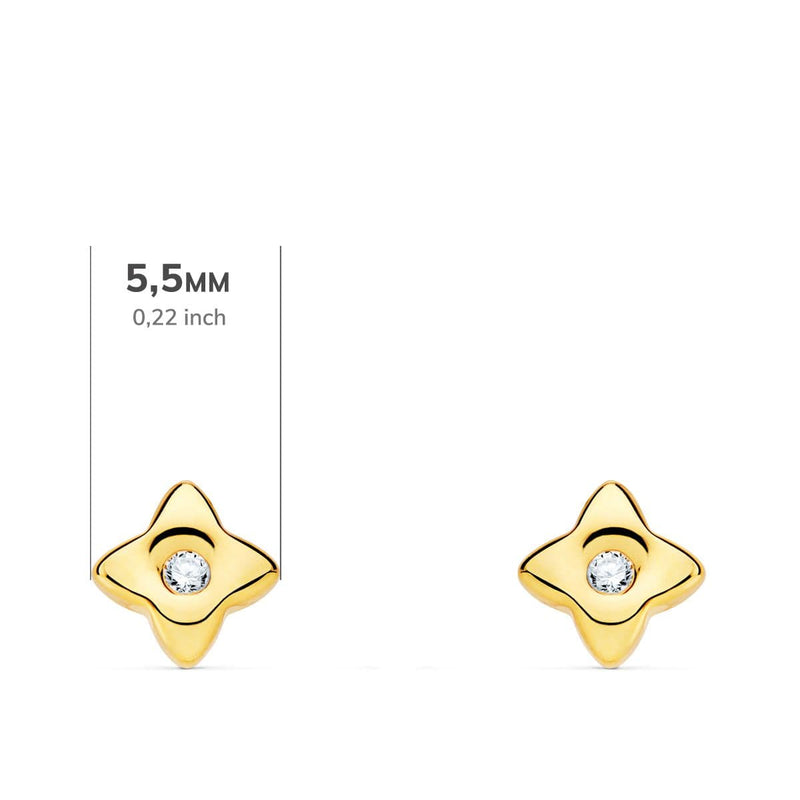 18K Yellow Gold Star Earrings 5.5x5.5 mm Diamond 0.040 Qt. G-Vs2.