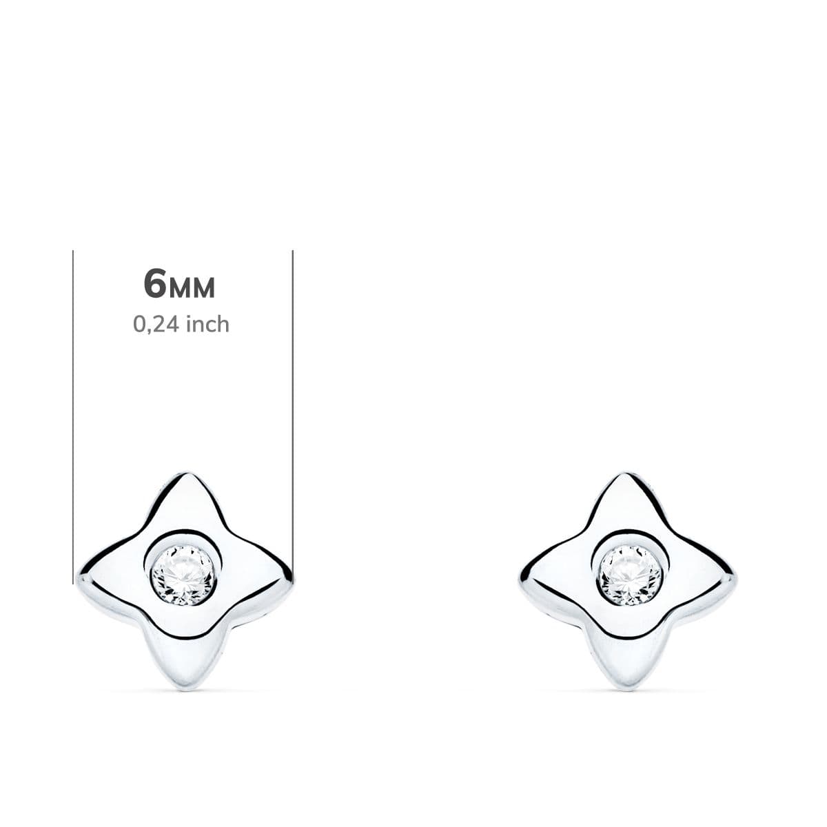 18K Ohrringe Weißgold Stern 6x6 mm Diamant 0,100Kt. G-Vs2.