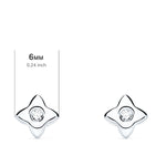 18K Pendientes Oro Blanco Estrella 6x6 mm Diamante 0.100Qt. G-Vs2.