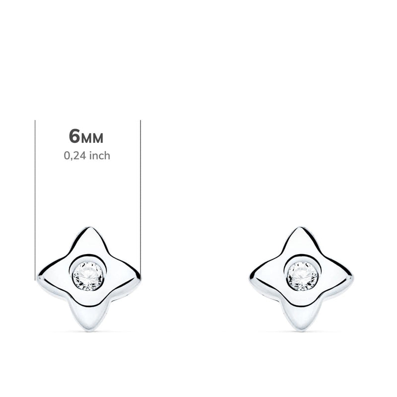 18K White Gold Star Earrings 6x6 mm Diamond 0.100Qt. G-Vs2.