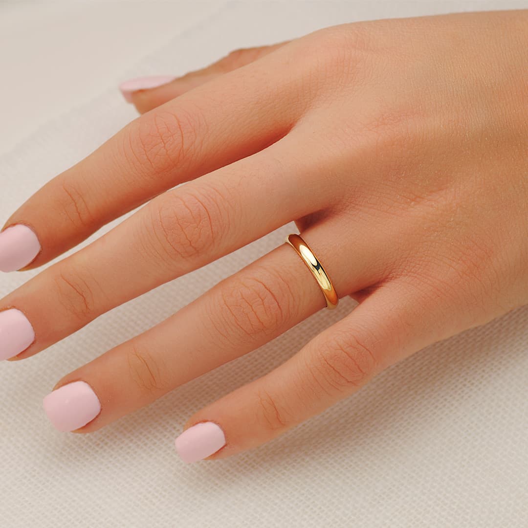 18K Alianza Oro Amarillo Lisa Brillo Ancho 3,5 mm