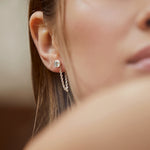Round zircon earrings with chain