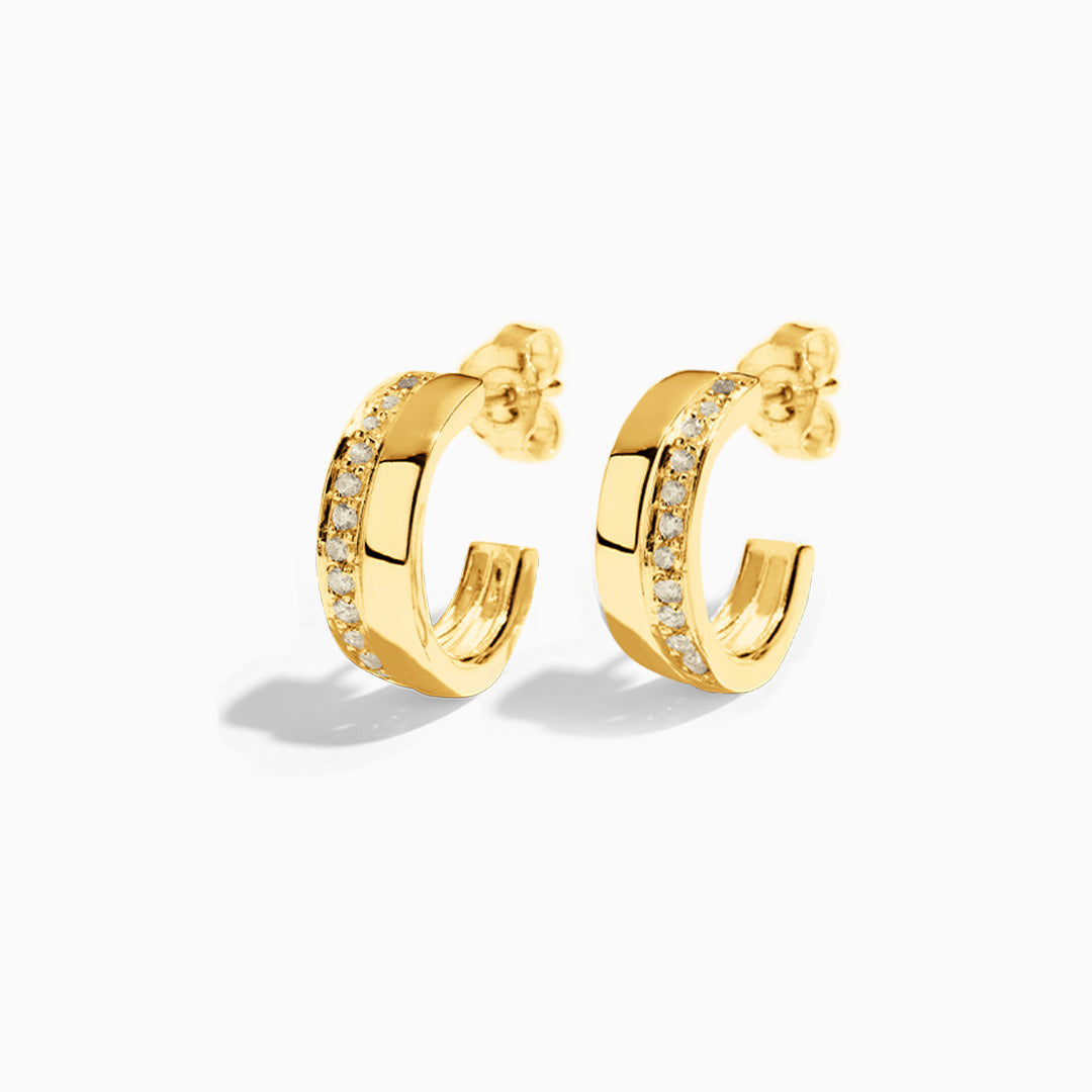 Double Hoops with Cubic Zirconia Gold