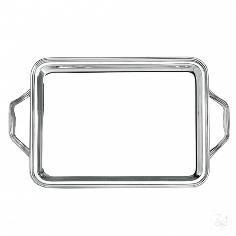 Bandeja rectangular de plata de ley 925 modelo Inglés con asas