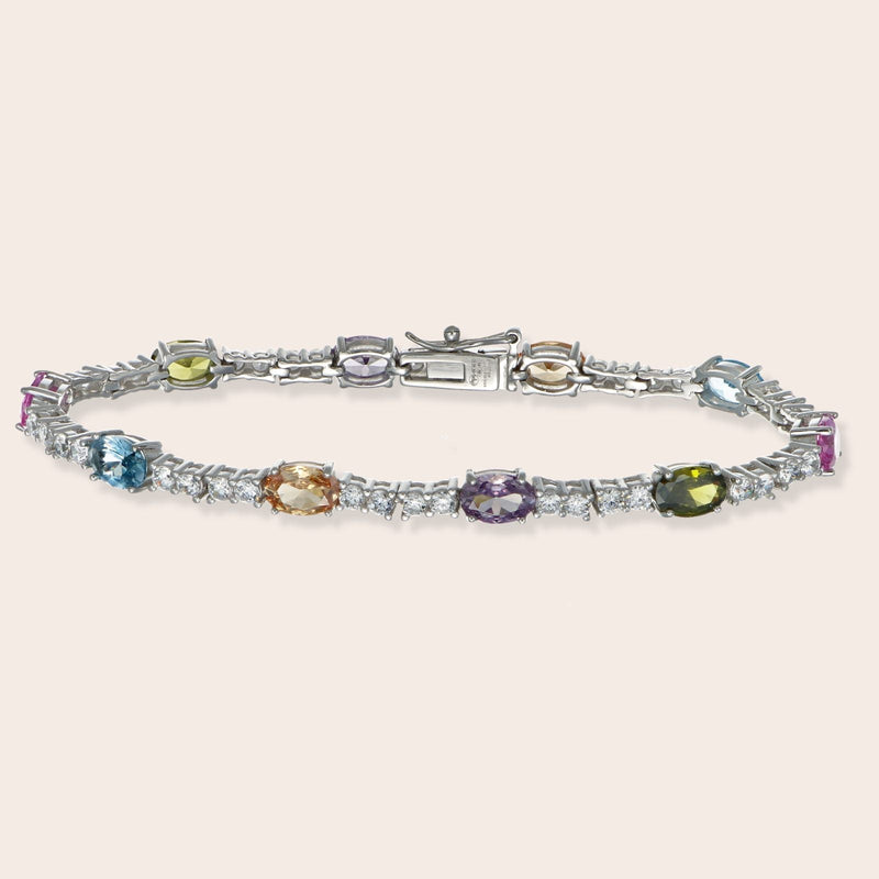 Pulsera de tenis con óvalos multicolores