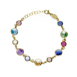 Pulsera cristales círculo multicolor bañada en oro
