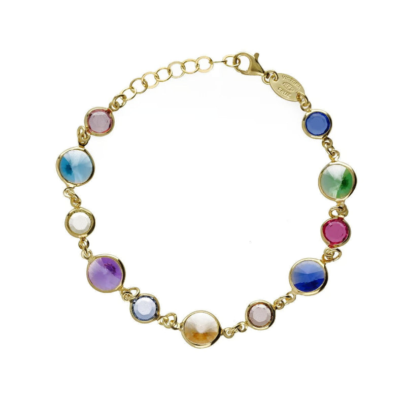 Pulsera cristales círculo multicolor bañada en oro