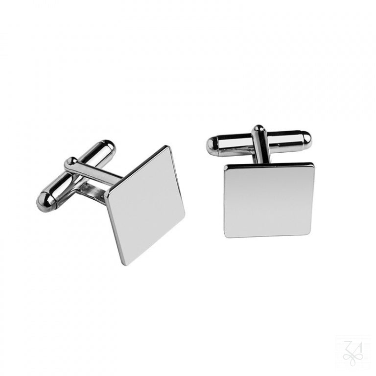 Gemelos de plata de ley cuadrados lisos para camisa