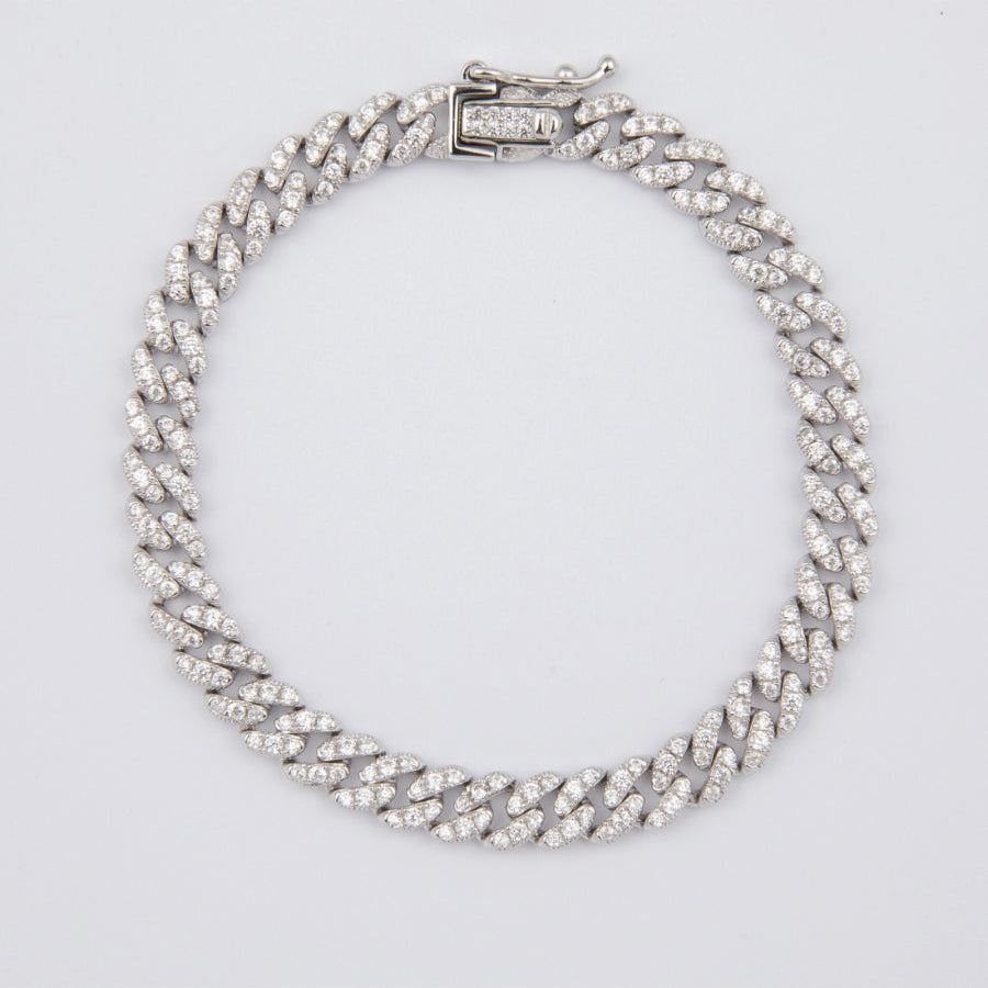 Silver Chain and White Zirconia Pavé