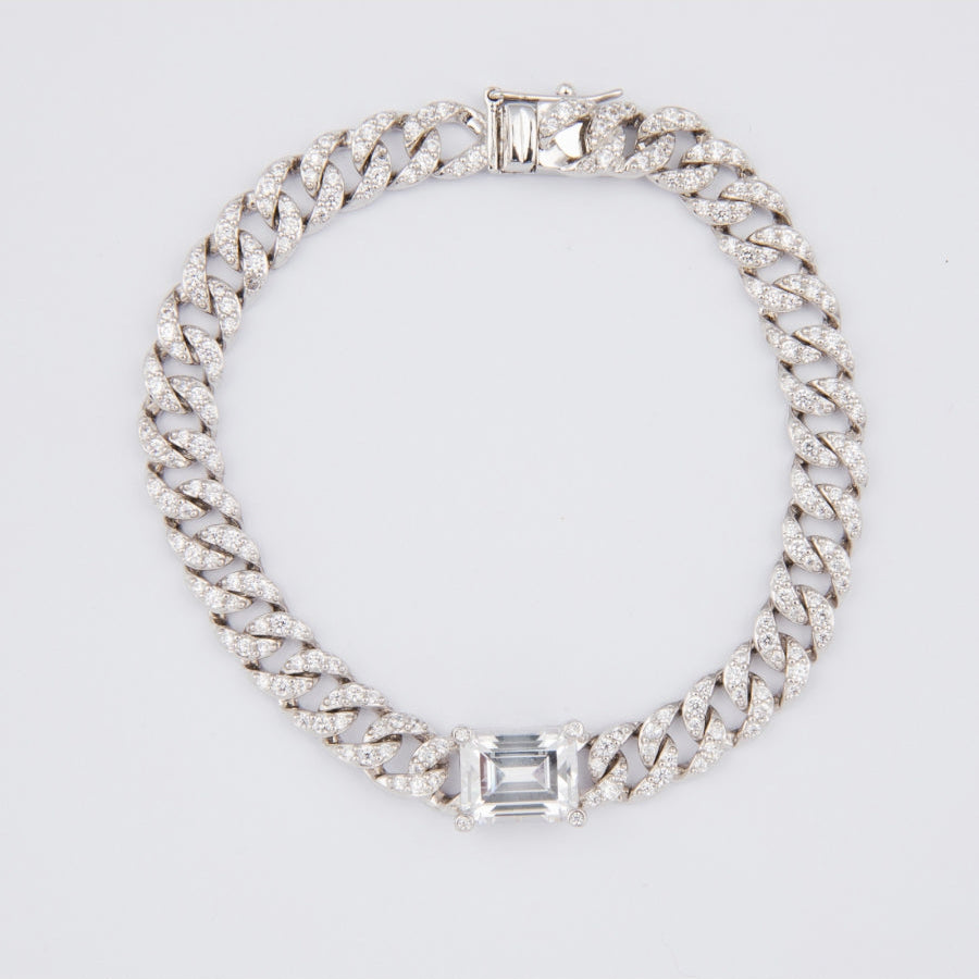 Silver and Pavé Chain with Zirconia Clasp