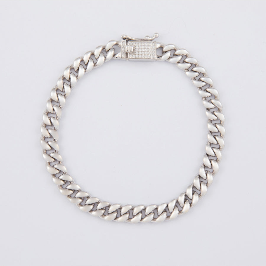 Silver Chain with White Zirconia Pavé Clasp