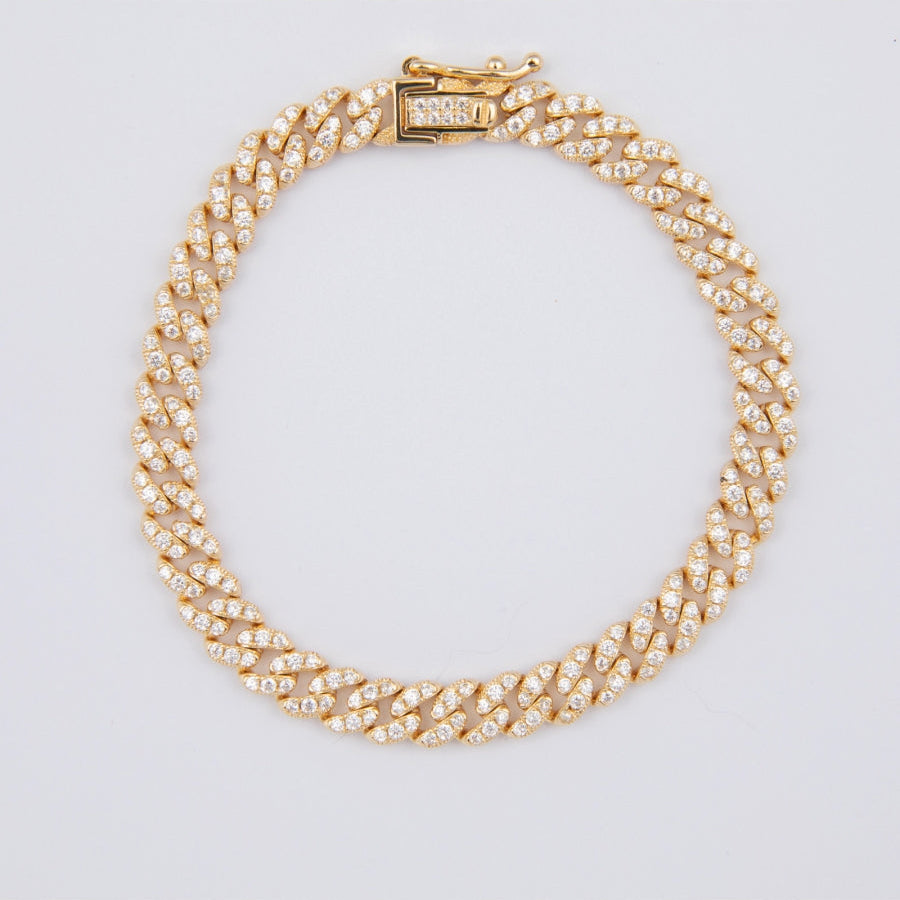 Gold Plated Silver Chain with White Zirconia Pavé
