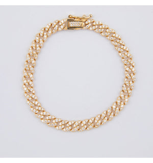 Gold Plated Silver Chain with White Zirconia Pavé