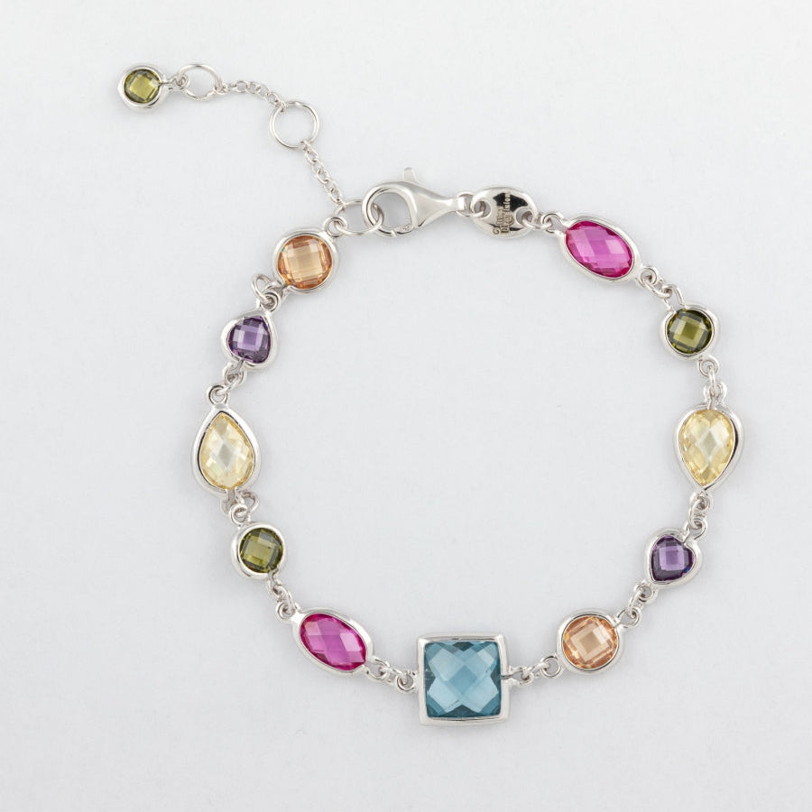 Silver Bracelet with Multicolor Zirconia