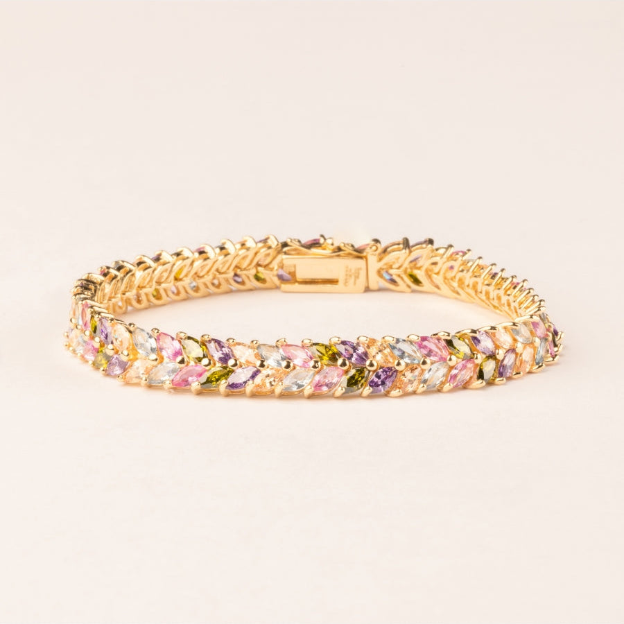 18K Gold Plated Silver Bracelet with Multicolor Zirconia