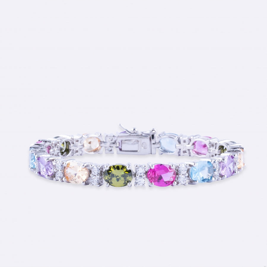 Silver and Multicolor Zirconia Bracelet
