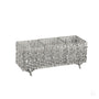 Centro de mesa rectangular calado floral de plata de ley 925 con tres recipientes de cristal