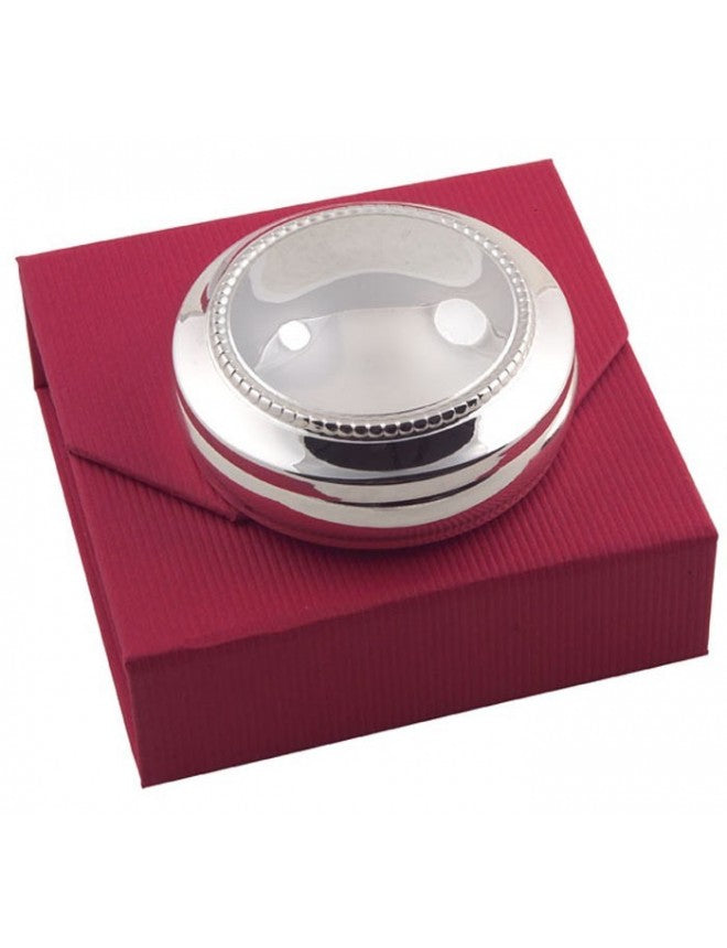 Silver Pearl Round Pill Box 