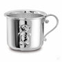 Taza de bebé con asa de plata de ley con osito Kikko en relieve
