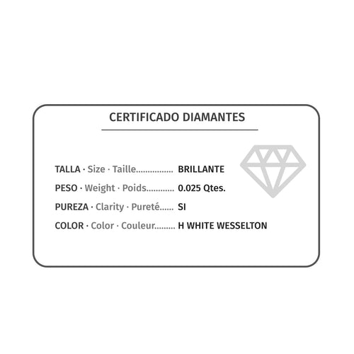 18K Sortija Oro Blanco 5 Diamantes 0.025  Qts. G-Vs2. Cuerpo Redondo 1 mm