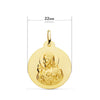 18K Escapulario Liso Virgen Del Carmen Corazon Jesus 22 mm