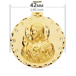 18K Escapulario Tallado Virgen Del Carmen Y Corazon De Jesus 42 Mm