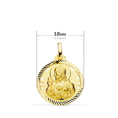 Hélice Scapulaire Ajourée 18K Vierge Carmen et Coeur de Jésus 18 Mm