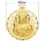 18K Openwork Carved Scapular of the Virgin of Carmen and the Heart of Jesus 42 mm