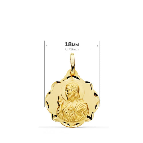 18K Escpulario Virgen Del Carmen Heart of Jesus 18 mm