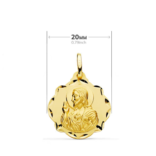 Vierge Scapulaire de Carmen et Cœur de Jésus 18K 20 mm