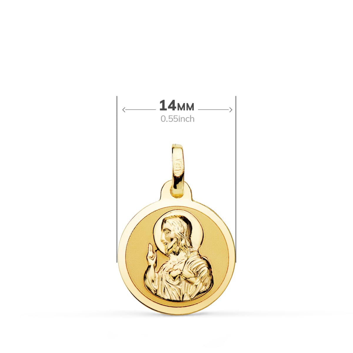 18K Escapular Shine Virgin of Carmen and Heart of Jesus 14 mm