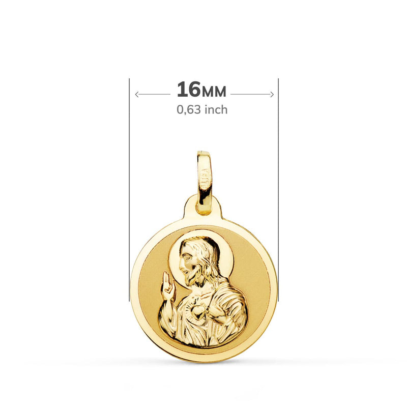 Vierge Scapulaire Brillante 18K de Carmen et Cœur de Jésus 16 mm