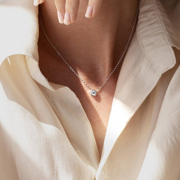 Small Silver Pendants with Zirconia Detail