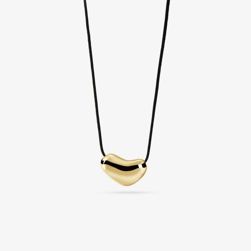 925 Silver Gold Bean Necklace with Cord 