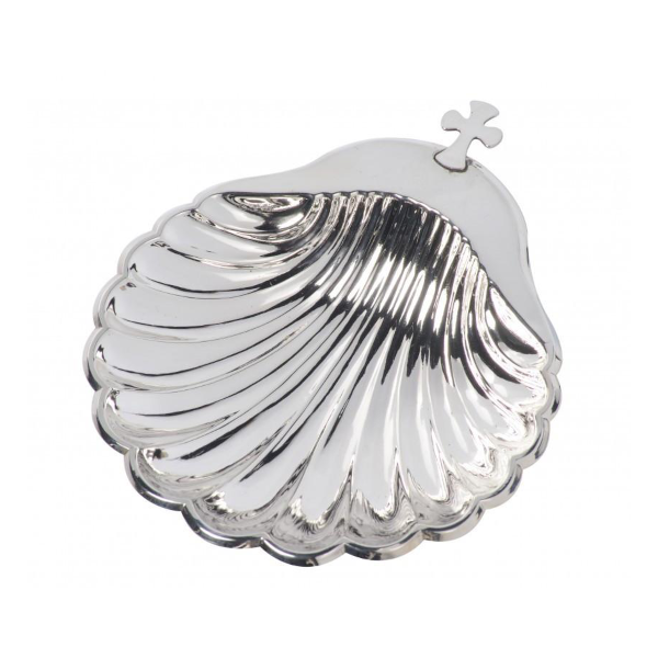 Baptism Pack Candle with Bow, Linen Cloth and Silver Shell Spain