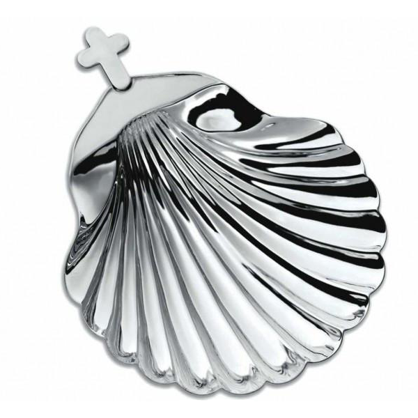 Baptism Pack Candle with Bow, Linen Cloth and Silver Shell Rome