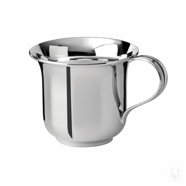 Taza de bebé con asa de plata de ley modelo liso