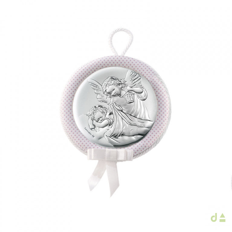 Silver Crib Medallion with Angels