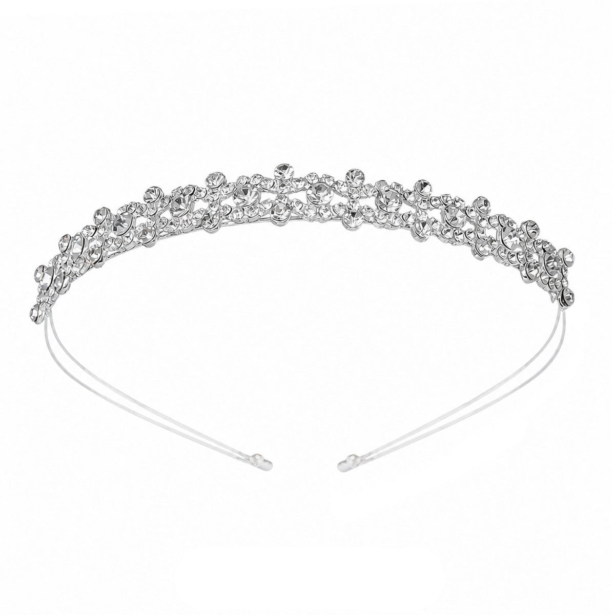 Diadema tiara de novia fina de metal hipoalergénico con circonitas