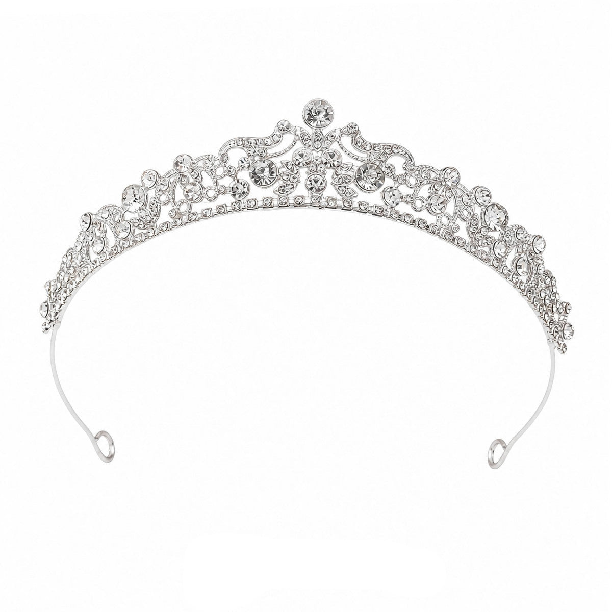 Tiara de novia de altura media en metal hipoalergénico con circonitas