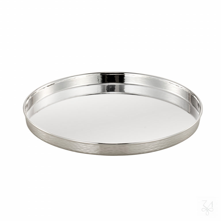 Bandejita redonda con pared martelé de plata bilaminada 24,5 cm