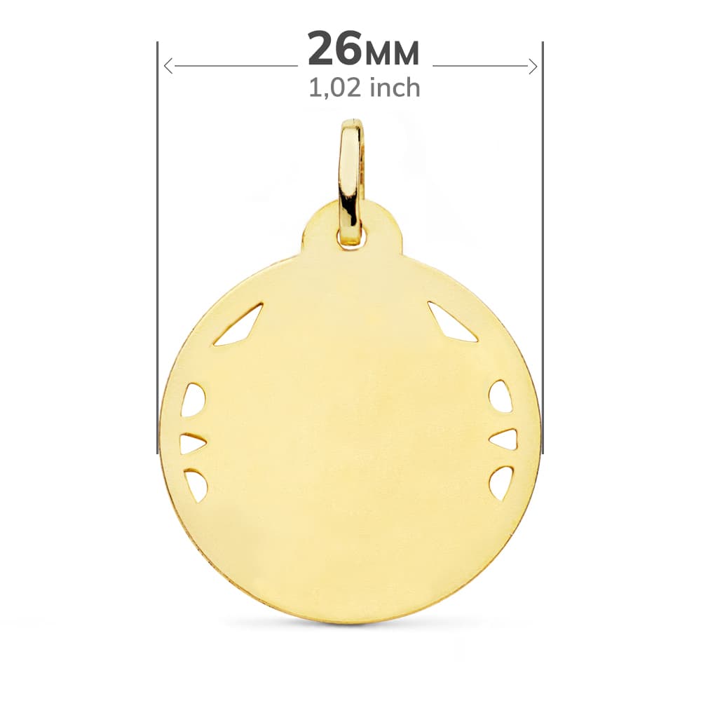 18K Virgin Del Carmen Medal Hollow Helix 26 mm