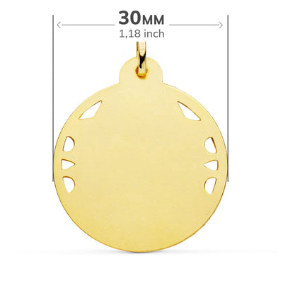 18K Medal Christ Sacred Heart of Jesus Openwork Helix Frame Carved 30 mm