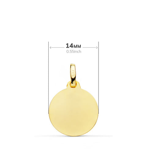 18K Medalla Oro Amarillo San Cristobal Matizado Bisel 14 mm