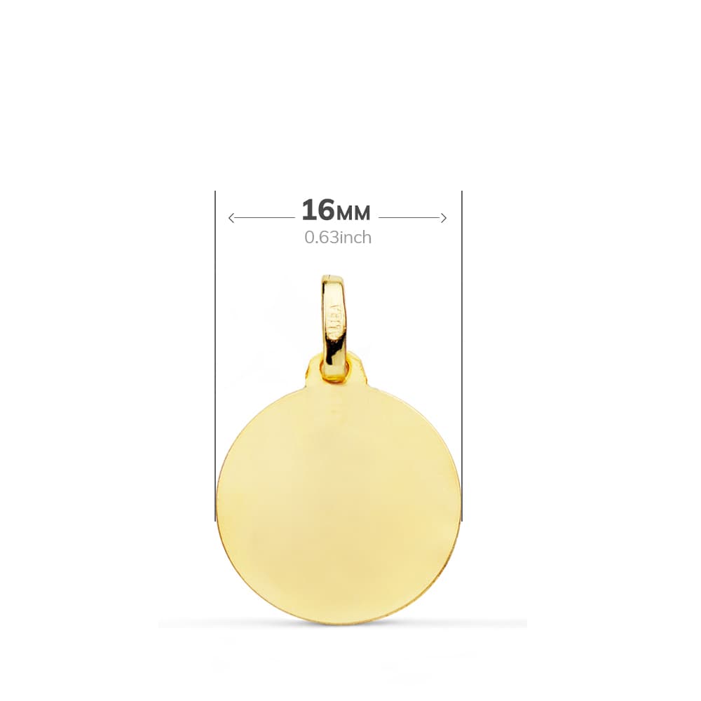 Médaille enfant de communion profil lunette 18K 16 mm