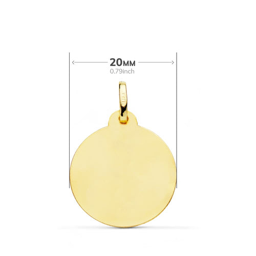 18K Medalla Oro Amarillo San Cristobal Lisa Matizada 20 mm