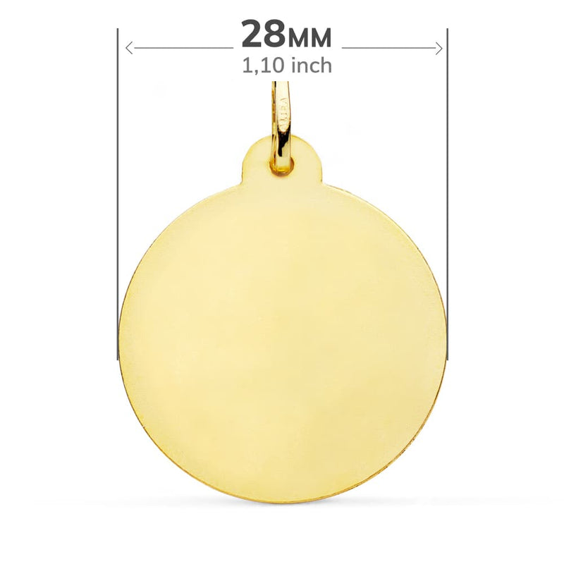 Médaille de Charité Vierge en Or Jaune 18K en Cuivre Sculpté 28 mm