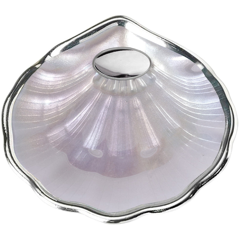 Estuche de Bautizo de Vela con Lazo, Cubiertos y Concha Bautismal Nácar Bañada en Plata