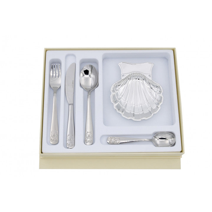 Baptism Set Silver-Plated Metal Cutlery and Baptism Shell